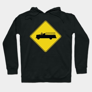 Caution Road Sign Fire Truck Hoodie